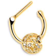 Load image into Gallery viewer, 16G 5/16 Clear Gem Gold Tone Lunar Dragonfly Cartilage Clicker
