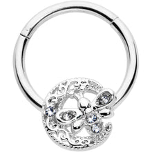 Load image into Gallery viewer, 16G 3/8 Clear Gem Lunar Dragonfly Hinged Segment Ring