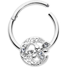 Load image into Gallery viewer, 16G 3/8 Clear Gem Lunar Dragonfly Hinged Segment Ring