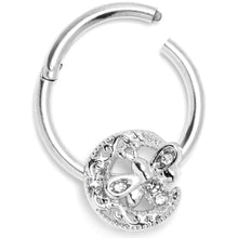 Load image into Gallery viewer, 16G 3/8 Clear Gem Lunar Dragonfly Hinged Segment Ring