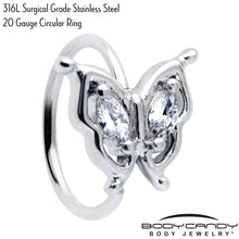 将图片加载到图库查看器,20G 5/16 Clear Gem Fancy Fab Butterfly Nose Hoop