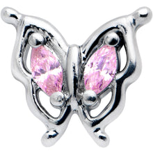Load image into Gallery viewer, 20G 5/16 Pink Gem Fancy Fab Butterfly Nose Hoop