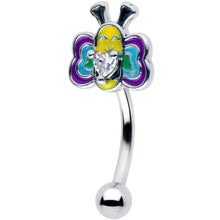 Load image into Gallery viewer, 16G 5/16 Clear CZ Gem Butterfly Love Bug Curved Eyebrow Ring