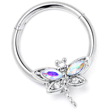 将图片加载到图库查看器,16G 3/8 Aurora CZ Gem Understated Dragonfly Hinged Segment Ring