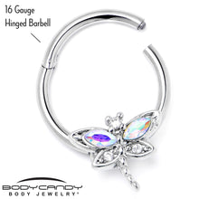 将图片加载到图库查看器,16G 3/8 Aurora CZ Gem Understated Dragonfly Hinged Segment Ring