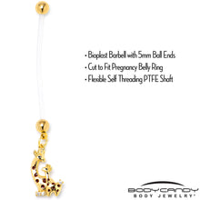 Load image into Gallery viewer, Clear CZ Gem Mom and Baby Giraffe Dangle PTFE Pregnancy Belly Ring