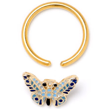 Load image into Gallery viewer, 16G 3/8 Gold Tone Evening Butterfly BCR Captive Ring