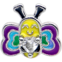Load image into Gallery viewer, 20G 7mm Clear CZ Gem Butterfly Love Bug L Shape Nose Ring