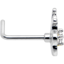 Load image into Gallery viewer, 20G 7mm Clear CZ Gem Butterfly Love Bug L Shape Nose Ring
