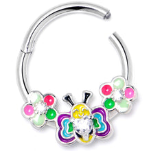 将图片加载到图库查看器,16G 3/8 Clear CZ Gem Butterfly Love Bug Hinged Segment Ring