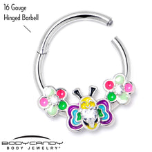 将图片加载到图库查看器,16G 3/8 Clear CZ Gem Butterfly Love Bug Hinged Segment Ring