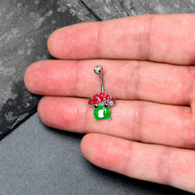 将图片加载到图库查看器,Clear Gem Happy Mushroom Red Green Belly Ring