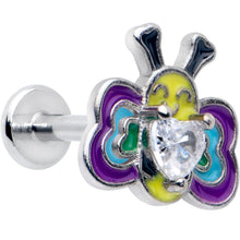 Load image into Gallery viewer, 16G 5/16 Clear CZ Gem Butterfly Love Bug Labret Monroe Tragus