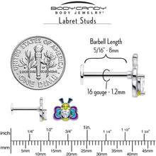 Load image into Gallery viewer, 16G 5/16 Clear CZ Gem Butterfly Love Bug Labret Monroe Tragus