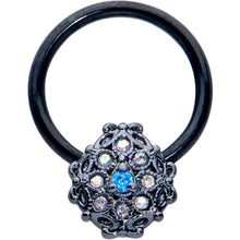 将图片加载到图库查看器,16G 3/8 Blue Aurora Gem Black Night Blossom BCR Captive Ring