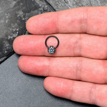 将图片加载到图库查看器,16G 3/8 Blue Aurora Gem Black Night Blossom BCR Captive Ring