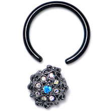 将图片加载到图库查看器,16G 3/8 Blue Aurora Gem Black Night Blossom BCR Captive Ring