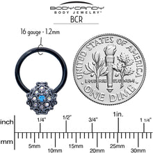 将图片加载到图库查看器,16G 3/8 Blue Aurora Gem Black Night Blossom BCR Captive Ring