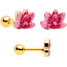 Load image into Gallery viewer, 16G 1/4 Clear Gem Gold Tone Ladybug Lotus Cartilage Set of 3