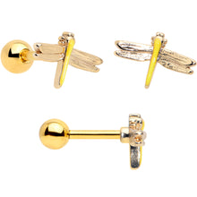 Load image into Gallery viewer, 16G 1/4 Clear Gem Gold Tone Ladybug Lotus Cartilage Set of 3