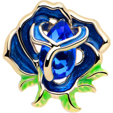 将图片加载到图库查看器,16G Gold Tone Deep Blue Flower Flat Back Earring