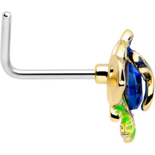 Load image into Gallery viewer, 20G 7mm Deep Blue Flower L Shape Nose Ring