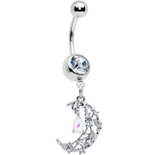 将图片加载到图库查看器,White Clear Gem Constellation Moon Dangle Belly Ring