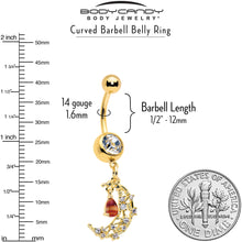 Load image into Gallery viewer, Clear Brown Gem Gold Tone Constellation Moon Dangle Belly Ring