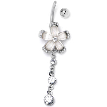 Load image into Gallery viewer, Clear Gem Retro Flower Glamour Dangle Belly Ring