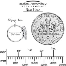Load image into Gallery viewer, 20G 5/16 Clear Gem Heavenly Heart Angel Wing Pink Nose Hoop