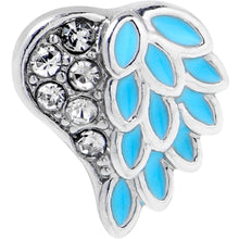 Load image into Gallery viewer, 20G 7mm Clear Gem Heavenly Heart Angel Wing Blue L Shape Nose Ring