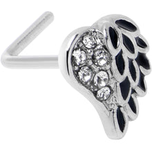 Load image into Gallery viewer, 20G 7mm Clear Gem Heavenly Heart Angel Wing Black L Shape Nose Ring