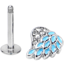 Load image into Gallery viewer, 16G 5/16 Clear Gem Heavenly Heart Angel Wing Blue Labret Tragus