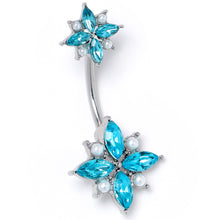 Load image into Gallery viewer, Blue Gem Star Power Double Mount Belly Ring