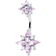 将图片加载到图库查看器,Pink Gem Star Power Double Mount Belly Ring
