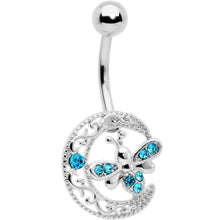 将图片加载到图库查看器,Blue Gem Lunar Dragonfly Dangle Belly Ring