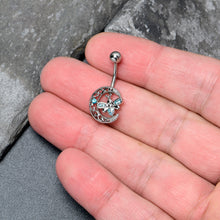 将图片加载到图库查看器,Blue Gem Lunar Dragonfly Dangle Belly Ring