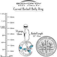 将图片加载到图库查看器,Blue Gem Lunar Dragonfly Dangle Belly Ring