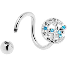 Load image into Gallery viewer, Blue Gem Lunar Dragonfly Spiral Twister Belly Ring