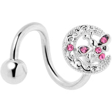 Load image into Gallery viewer, Pink Gem Lunar Dragonfly Spiral Twister Belly Ring