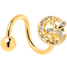 Load image into Gallery viewer, Clear Gem Gold Tone Lunar Dragonfly Spiral Twister Belly Ring