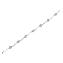 Load image into Gallery viewer, .925 Sterling Silver 1.0 Cttw Diamond Cluster Miracle-Set Station & Twisted Bar 7" Tennis Bracelet (H-I Color, I1-I2 Clarity)