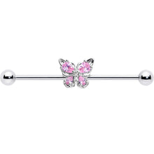 Load image into Gallery viewer, 14G Pink Gem Baroque Beauty Butterfly Industrial Barbell 38mm