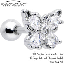 Load image into Gallery viewer, 16G 1/4 Clear Gem Baroque Beauty Butterfly Cartilage Tragus Earring