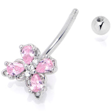 Load image into Gallery viewer, 16G 5/16 Pink Gem Baroque Beauty Butterfly Curved Eyebrow Ring