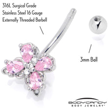 Load image into Gallery viewer, 16G 5/16 Pink Gem Baroque Beauty Butterfly Curved Eyebrow Ring