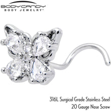 Load image into Gallery viewer, 20G 7mm Clear Gem Baroque Beauty Butterfly Left Side Nose Screw