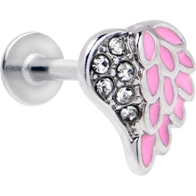 将图片加载到图库查看器,16G 5/16 Clear Gem Heavenly Heart Angel Wing Pink Labret Tragus