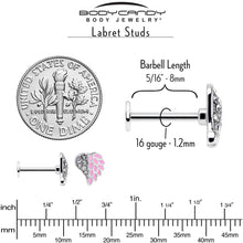 将图片加载到图库查看器,16G 5/16 Clear Gem Heavenly Heart Angel Wing Pink Labret Tragus