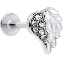 Load image into Gallery viewer, 16G 5/16 Clear Gem Heavenly Heart Angel Wing White Labret Tragus